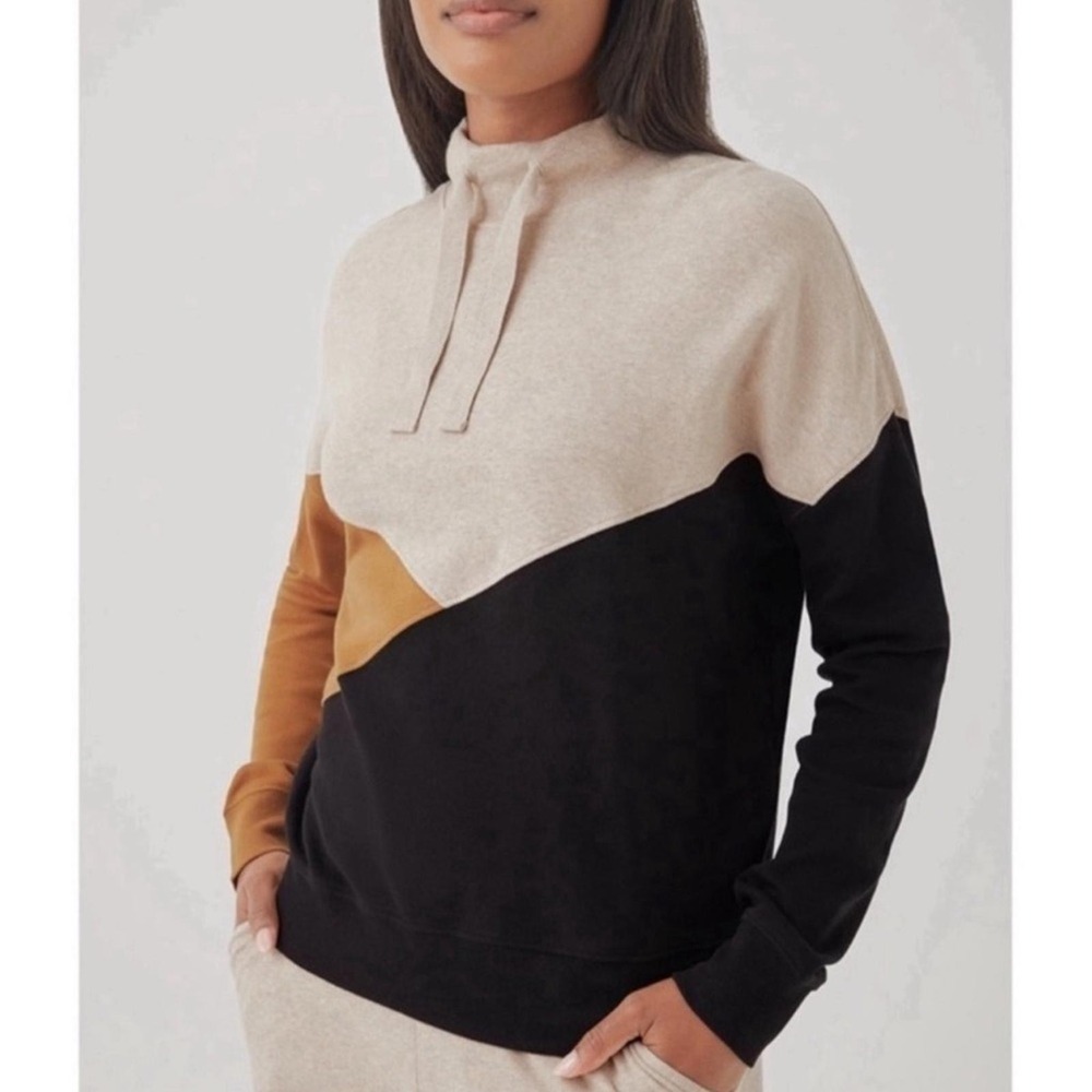 NWT Pact 100% Organic Cotton Airplane Color Block Pullover Sweatshirt Small Chai